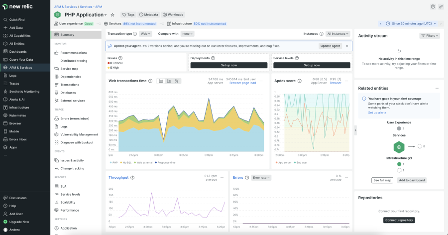 BHOOST PHP application dashboard